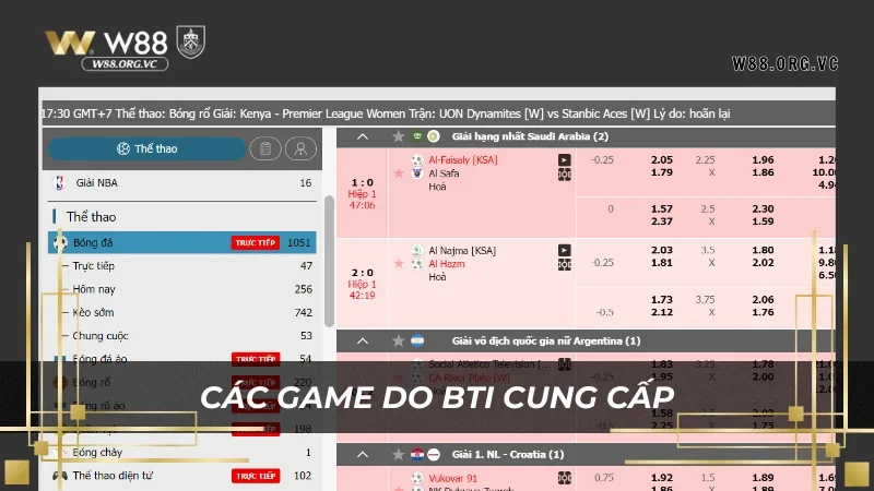 BTi Sports W88 – Nhà Tài Trợ, Cung Cấp Game Số 1 Thị Trường 2 Khám phá kho game tại W88 do BTi Sports cung cấp
