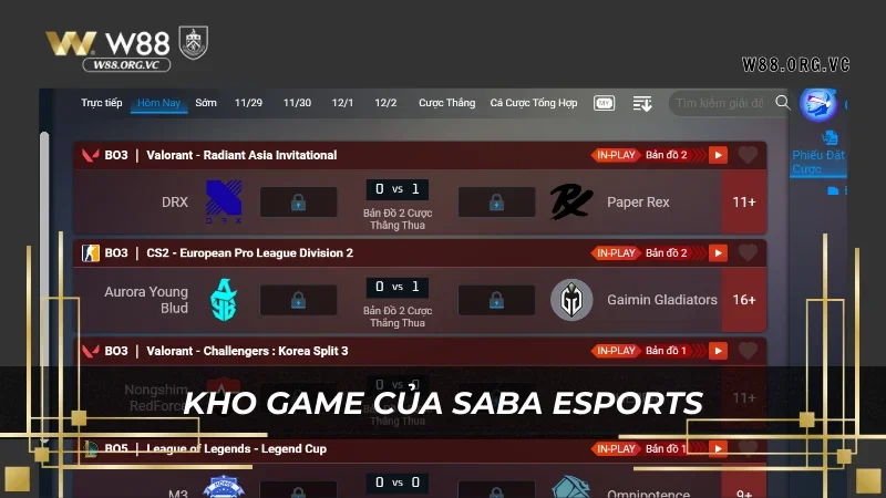 SABA ESPORTS – Nhà Cung Cấp Game eSports tại W88 2 Khám phá các game cá cược do SABA ESPORTS cung cấp