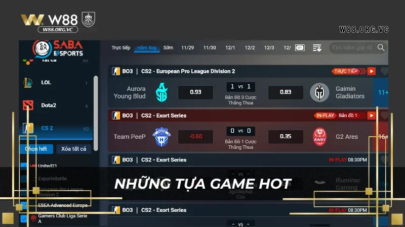 SABA ESPORTS – Nhà Cung Cấp Game eSports tại W88 3 Các game của SABA ESPORTS luôn là game ăn khách