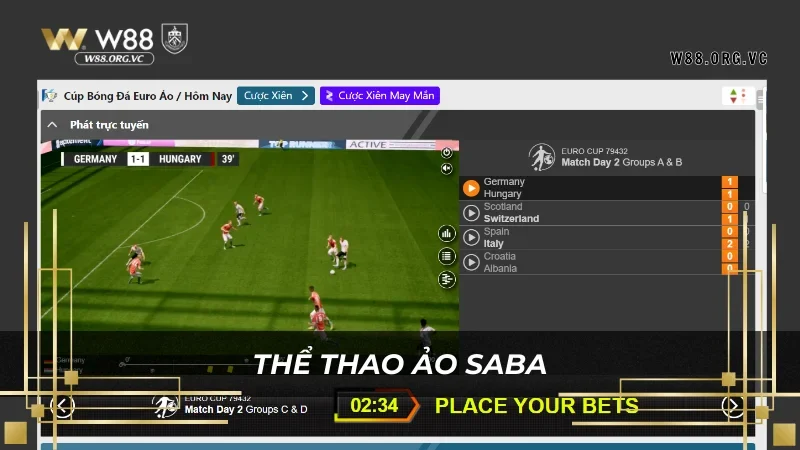 Saba Sports - Nhà Cung Cấp Thể Thao Hàng Đầu W88 4 Thể thao ảo là game hot do Saba sports cung cấp cho W88
