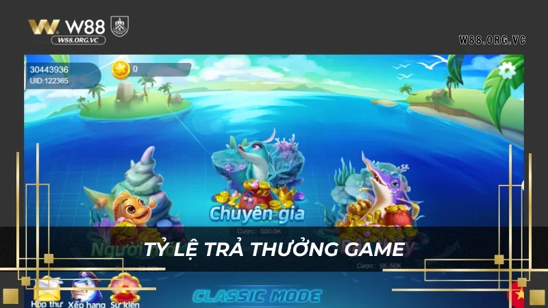 CRAZY FISHING 2 – Game Bắn Cá Đang HOT Tại Nhà Cái W88 4 W88 trả thưởng khác nhau tùy vào loại cá bắn được