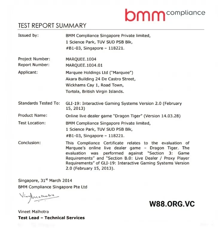 W88 11 Giấy phép uy tín được cung cấp tại W88